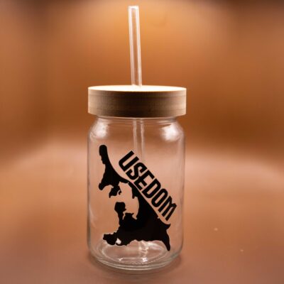 Glasbecher mit Deckel Usedom
